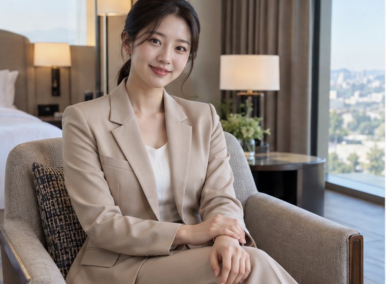 인계동 길쉼휴식 전신 쉼 관리 안내 카드의 서로 다른 20대 성인 한국 여성 모델
